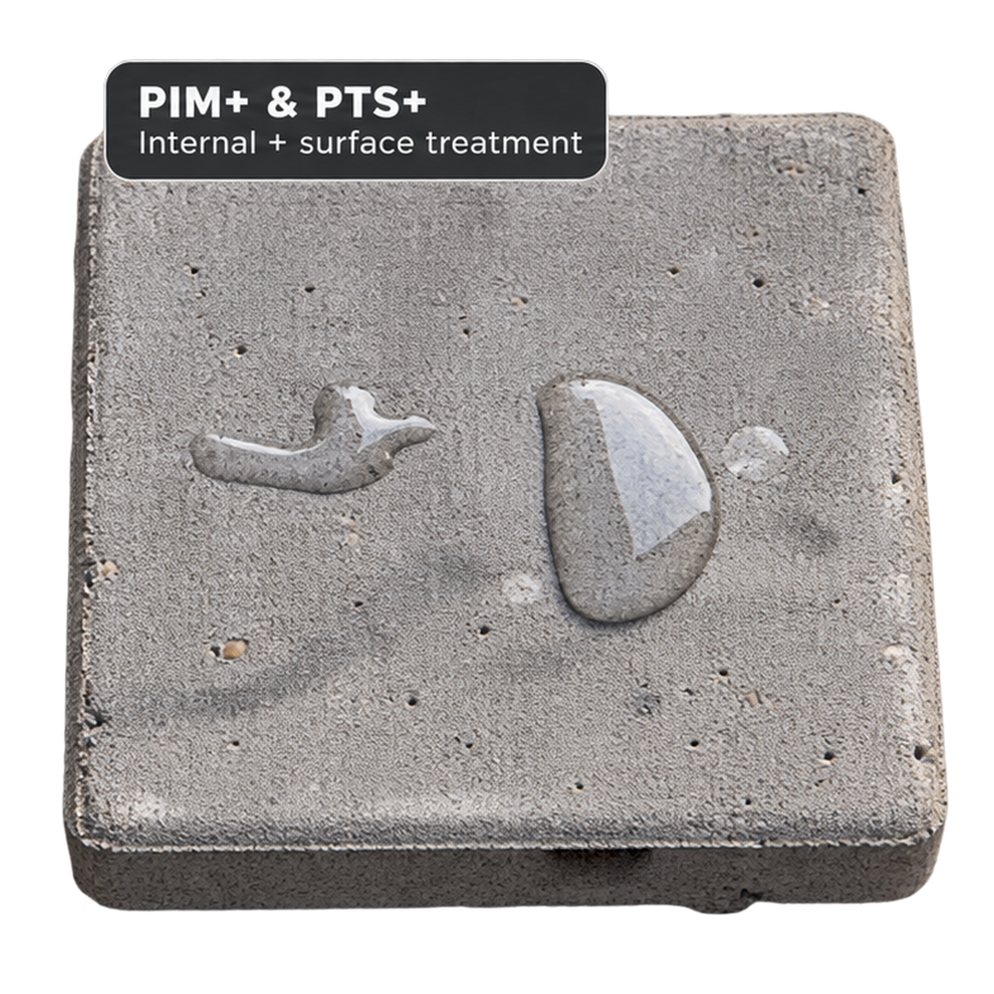 PIM+ + PTS+: Water beads are visible on the surface.